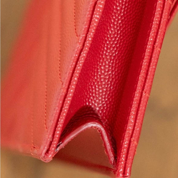 Yves Saint Laurent Red Chevron Leather Clutch - Picture 9 of 9